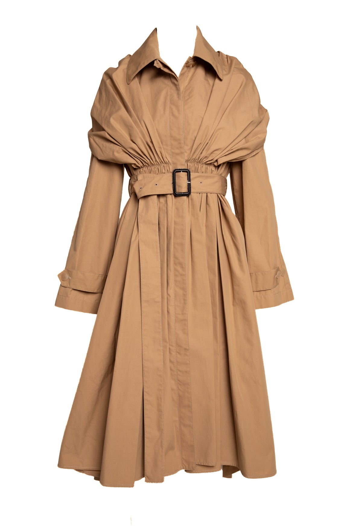 LOEWE Khaki Cinch Mid Longline Trench Jacket (Sz. 38/2)