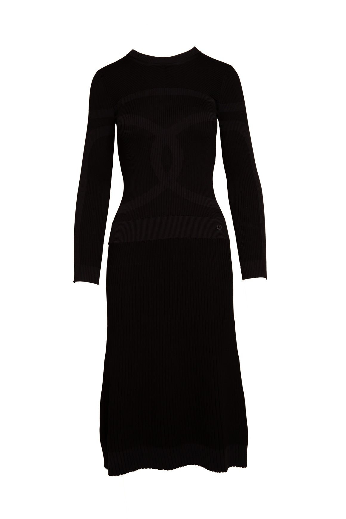 2019 CHANEL Black Knit CC Drop Waist Midi Dress (Sz. 36/0)