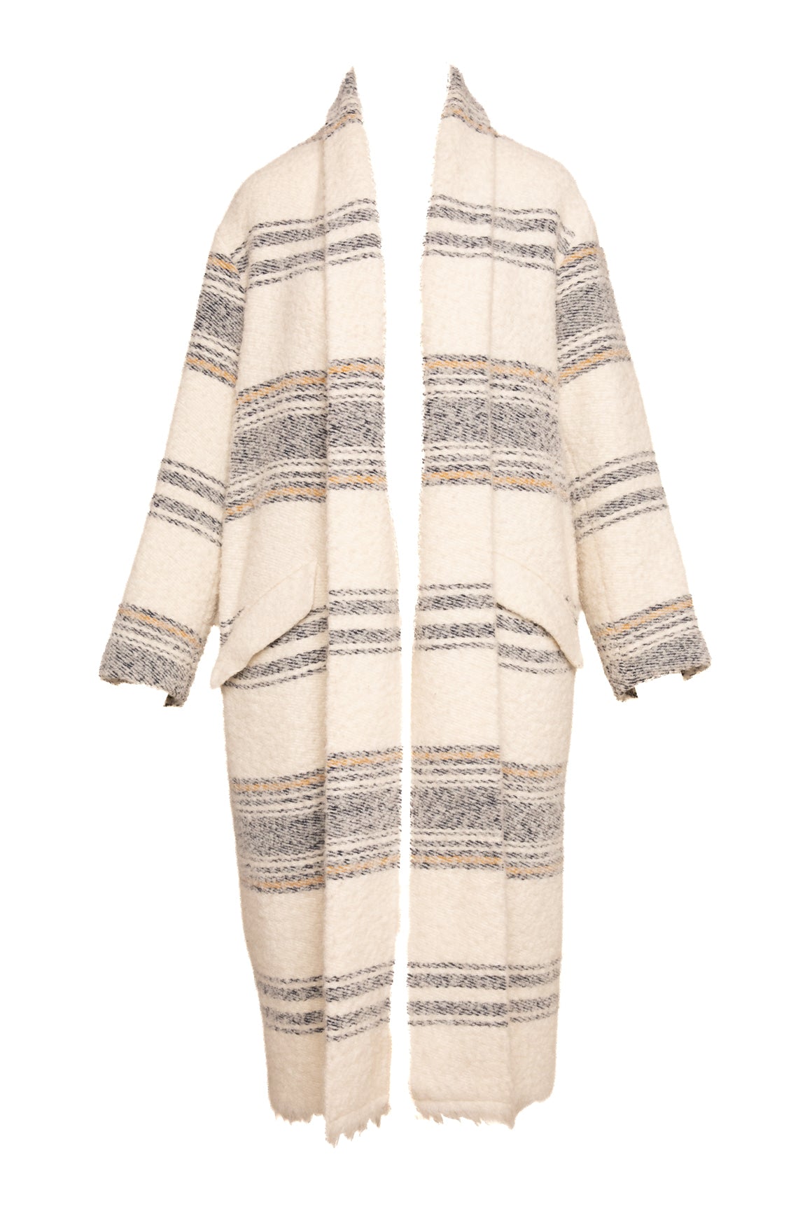 ETOILE MARANT Striped Wool Longline Coat (Sz. 40/8)