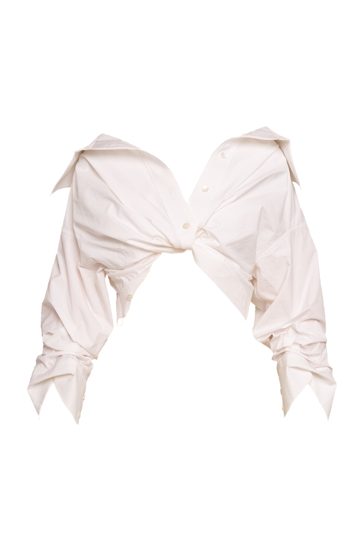 ALEXANDER WANG White Ruched Sleeve Crop Top (Sz. 2)