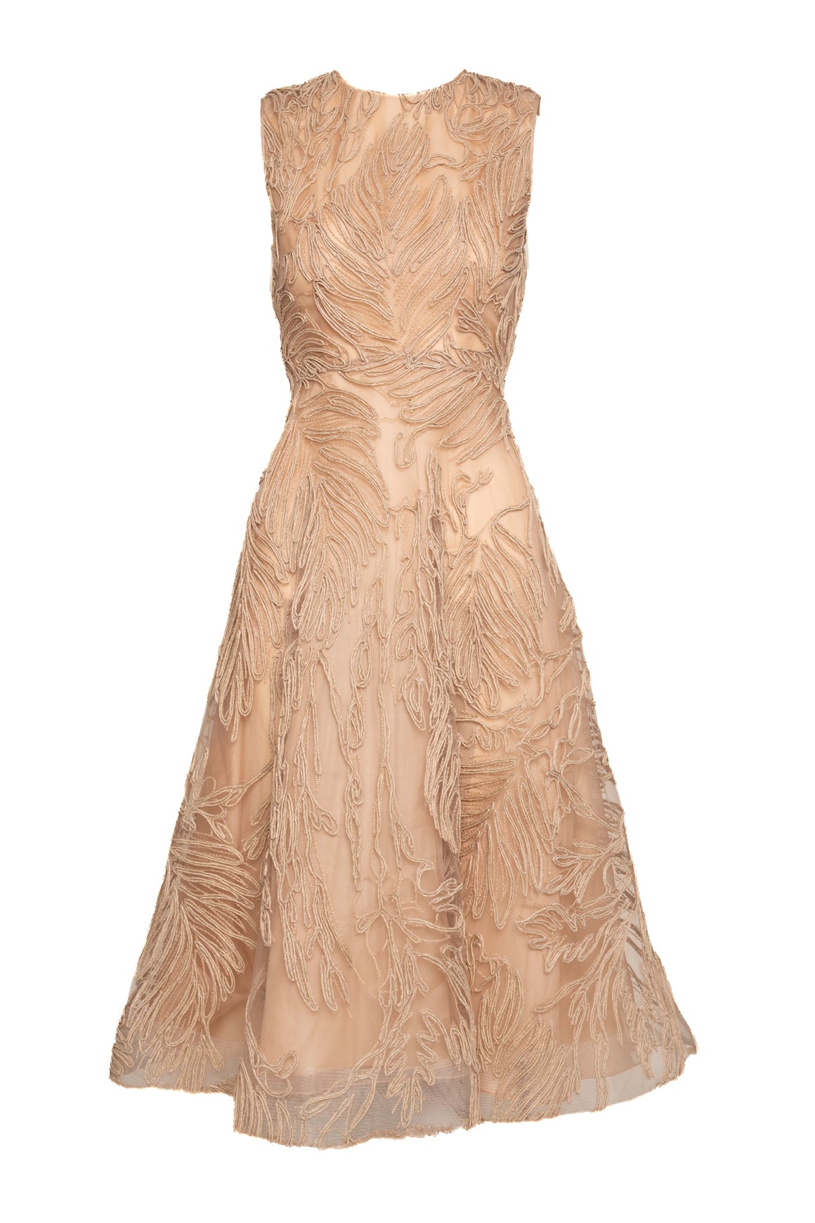 NAEEM KAHN Raffia Embroidered Mesh Midi Dress (Sz. 2)