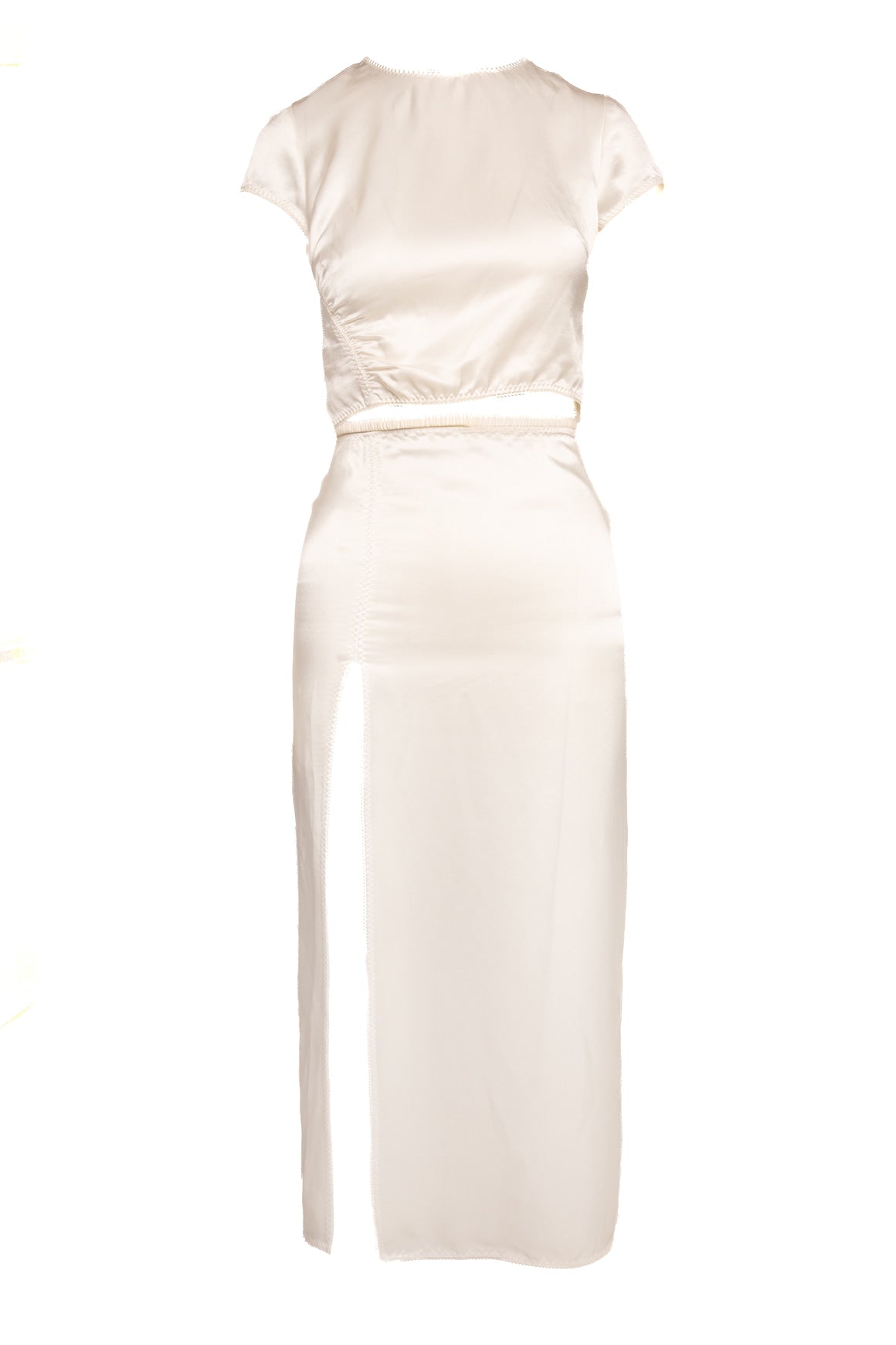 ANNA OCTOBER White Satin Top & Midi Skirt Set (Sz. 2)