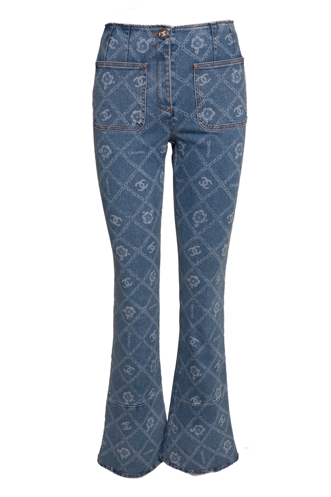 CHANEL CC Chain Kick Flare Jeans (Sz. 38/4)