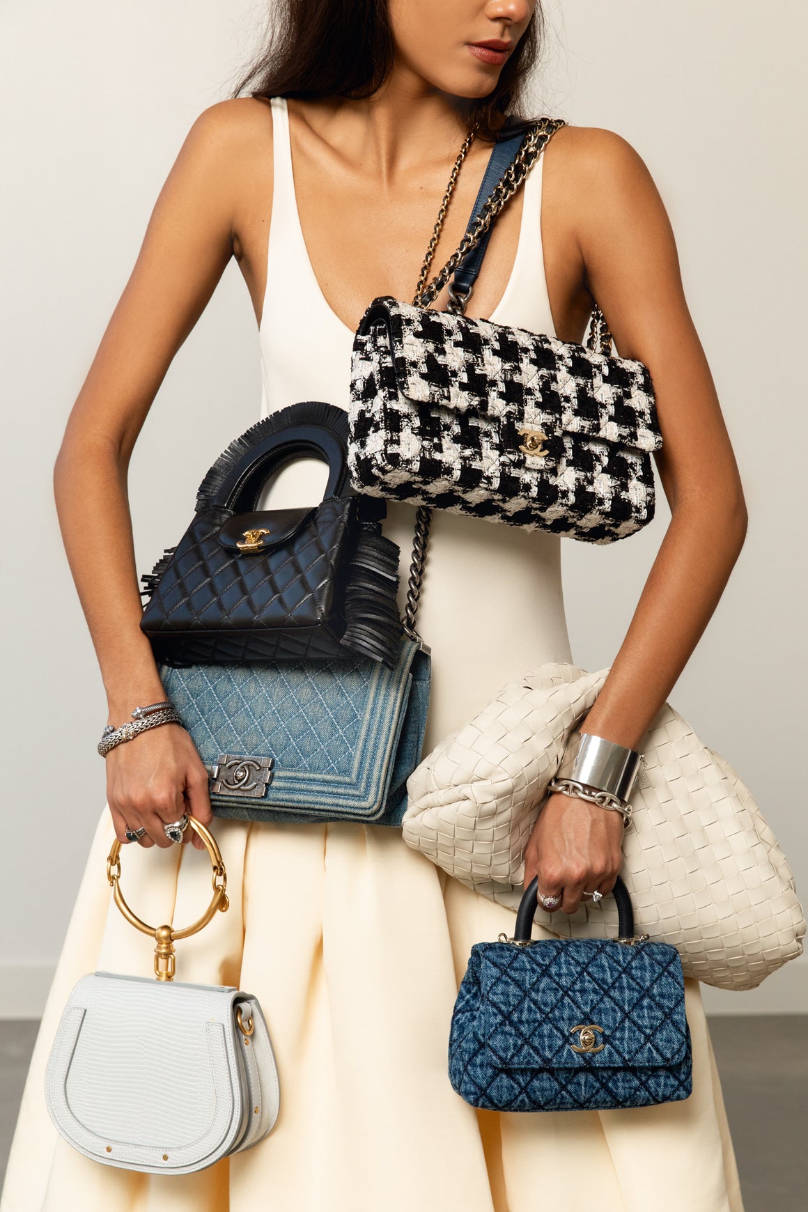 CHANEL 2026 Denim Mini Quilted Coco Top Handle Bag