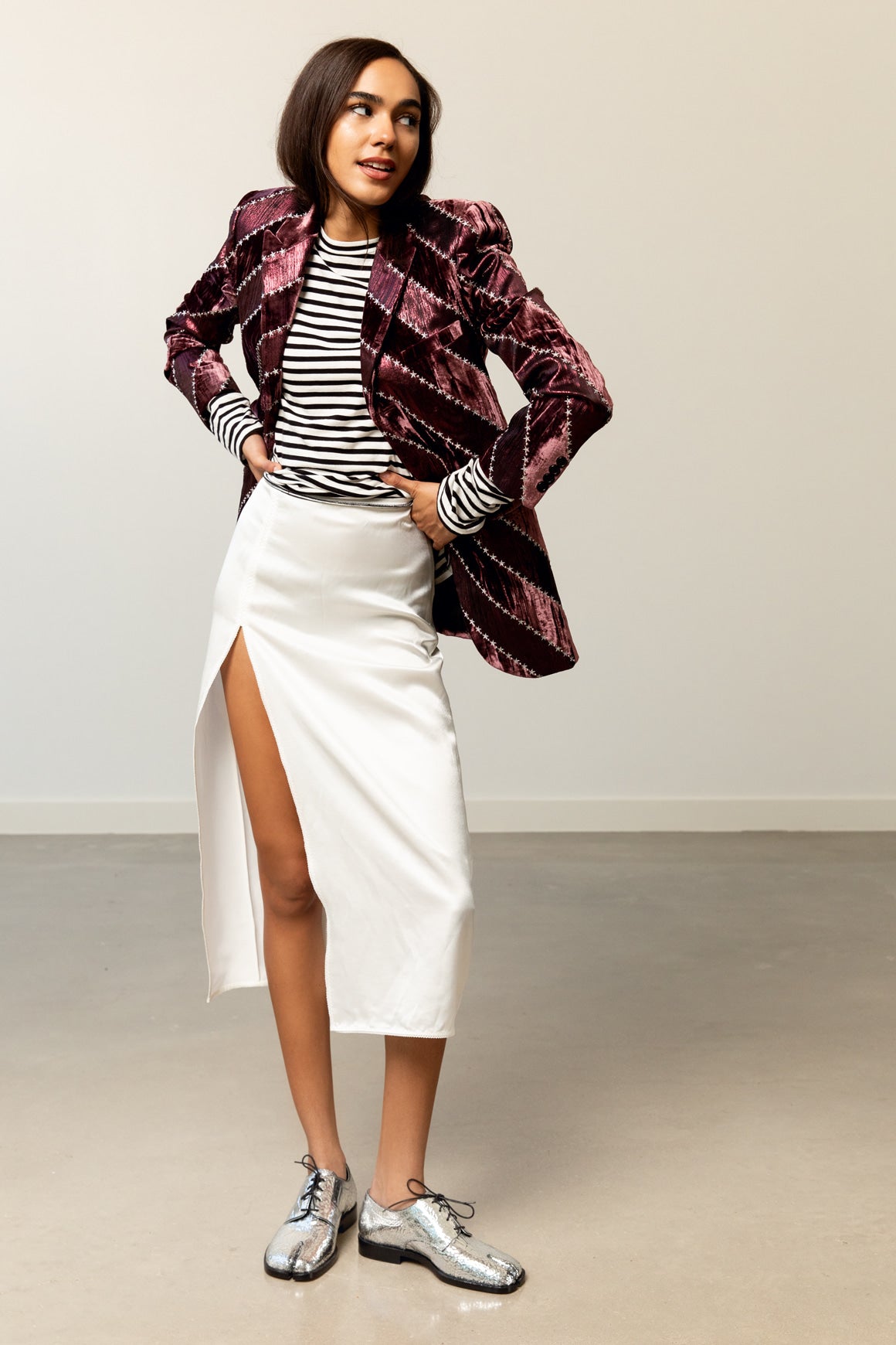 SAINT LAURENT Dark Purple Velvet Celestial Blazer (Sz. 38/6)