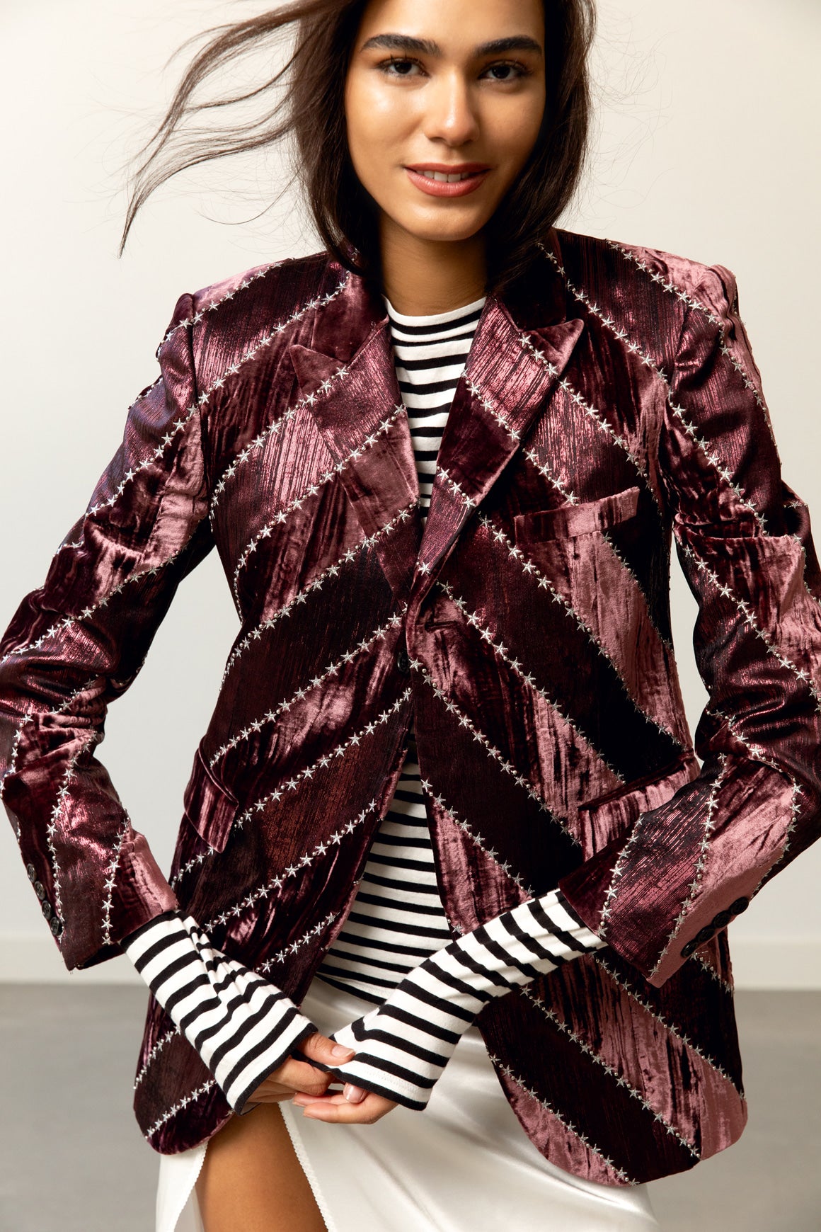 SAINT LAURENT Dark Purple Velvet Celestial Blazer (Sz. 38/6)