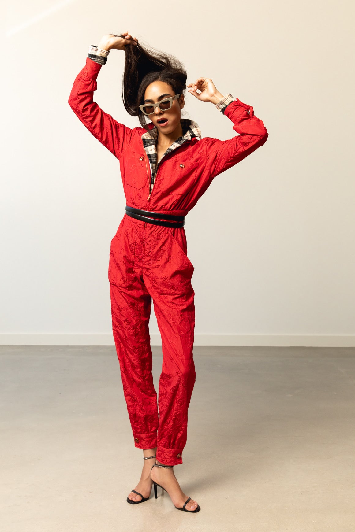 CHANEL 2023 Red CC Silk Ski Jumpsuit (Sz. 4)