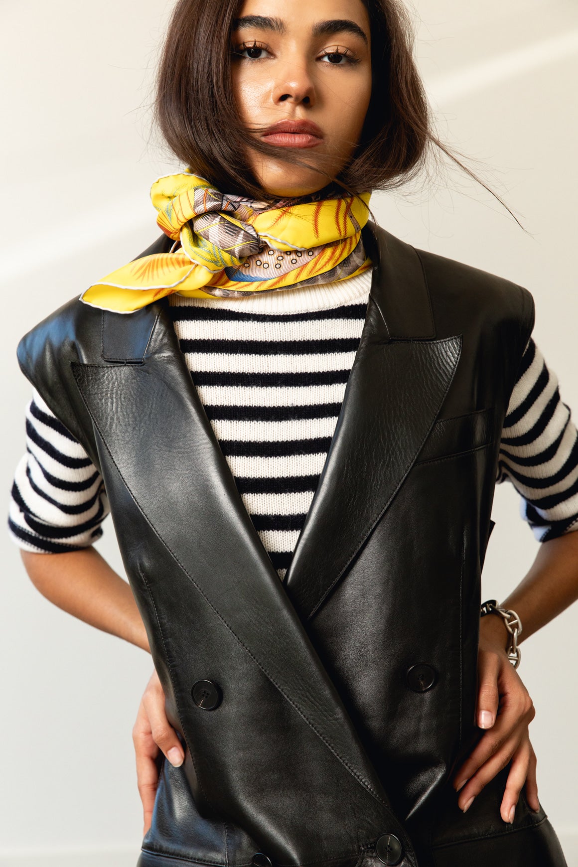 GIVENCHY Black Leather Vest & Trousers (Sz. 42/40)