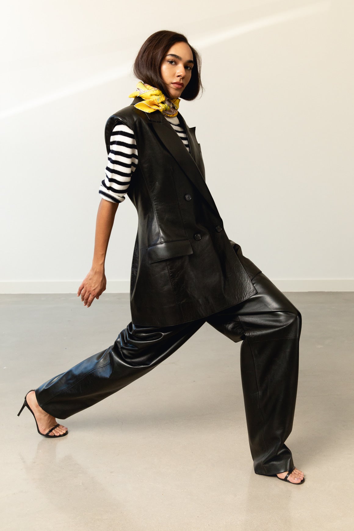 GIVENCHY Black Leather Vest & Trousers (Sz. 42/40)