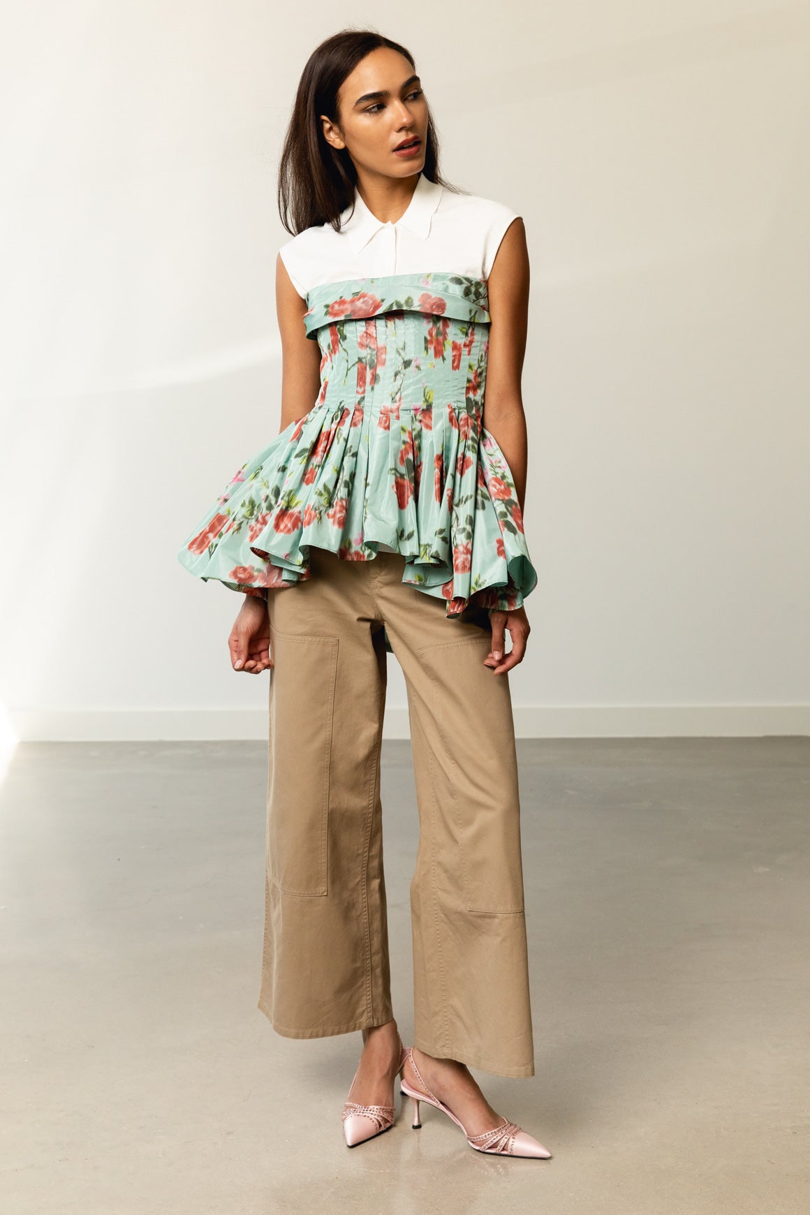 BROCK COLLECTION Floral Strapless Peplum Top (Sz. 38/4)