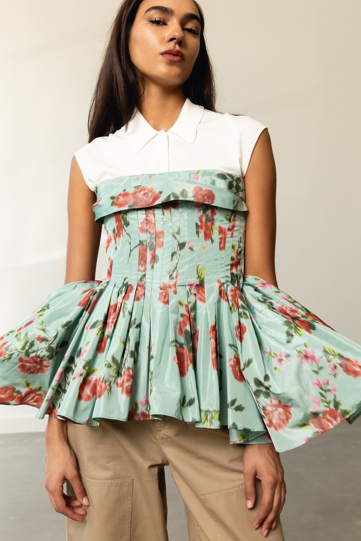 BROCK COLLECTION Floral Strapless Peplum Top (Sz. 38/4)