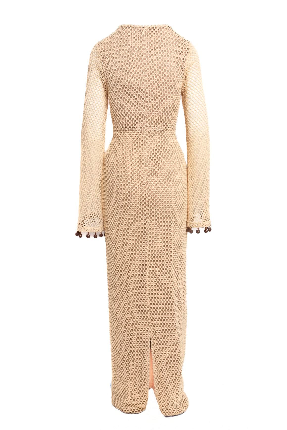 ANDREA IYAMAH Tan "Teri" Beaded Crochet Dress (Sz. S)