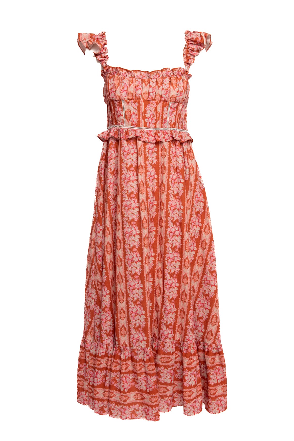LUG VON SIGA Red & Pink Floral "Helena" Maxi Dress (Sz. L)