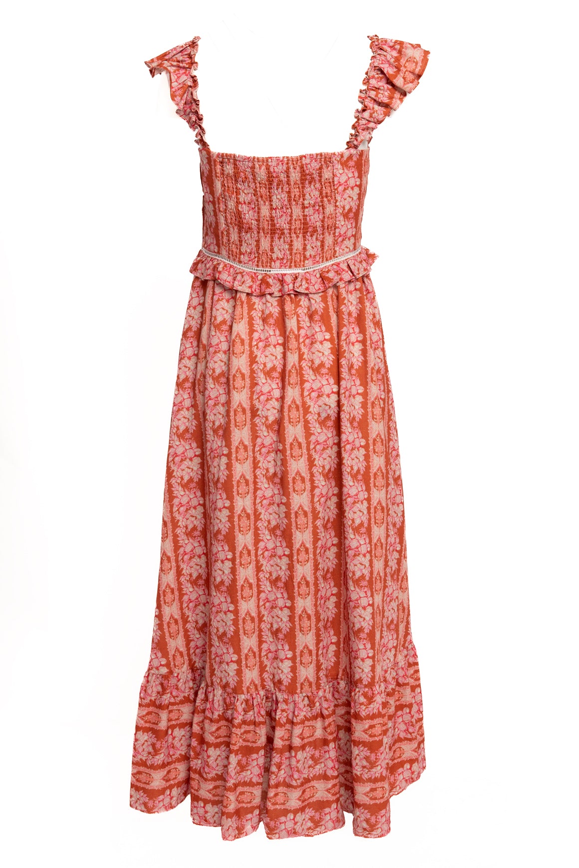 LUG VON SIGA Red & Pink Floral "Helena" Maxi Dress (Sz. L)