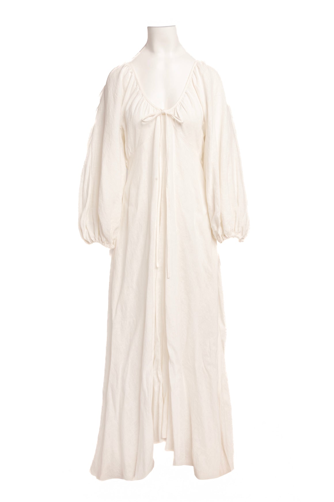 FIL DE VIE White Linen "Maribelle" Maxi Dress (Sz. L)
