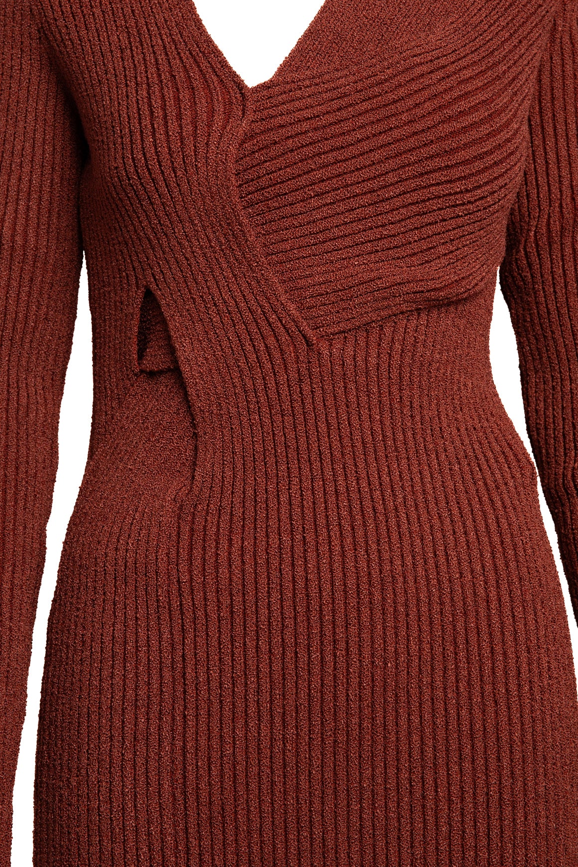 BOTTEGA VENETA Rust Ribbed Knit Silk Dress (Sz. 38/2)