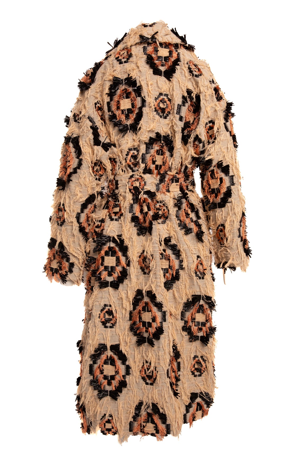 ULLA JOHNSON Woven Fringe Longline Coat (Sz.S)