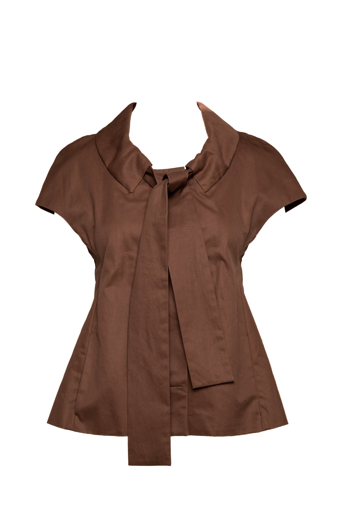 MARNI Brown Tie Neck Paneled Top (Sz. 38/2)