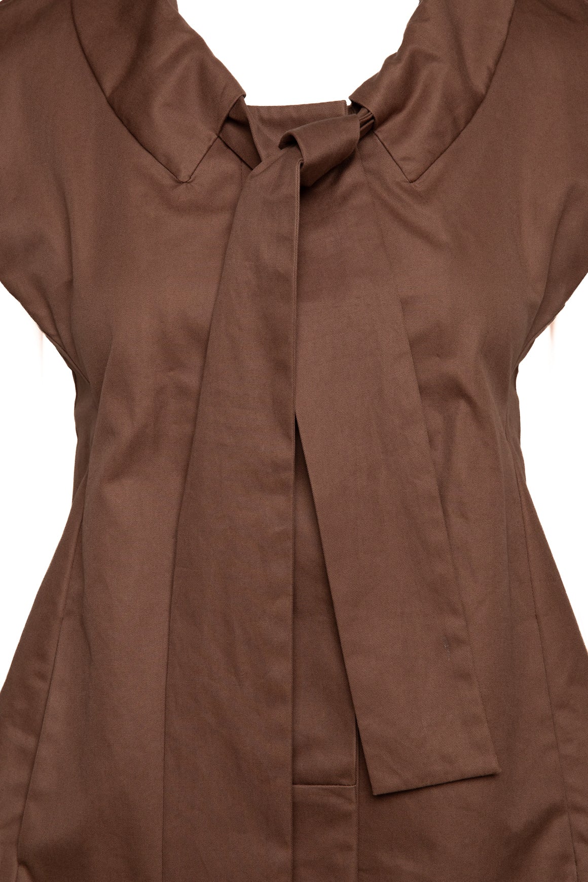 MARNI Brown Tie Neck Paneled Top (Sz. 38/2)