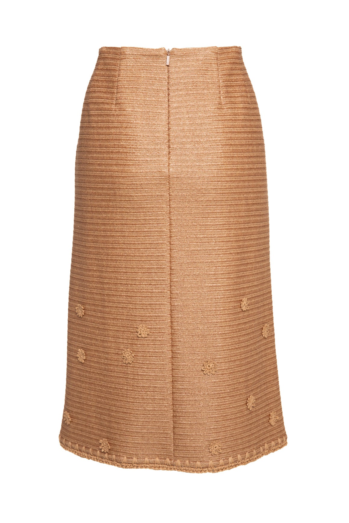 LAFAYETTE 148 Tan Raffia Floral Midi Skirt (Sz. 8)