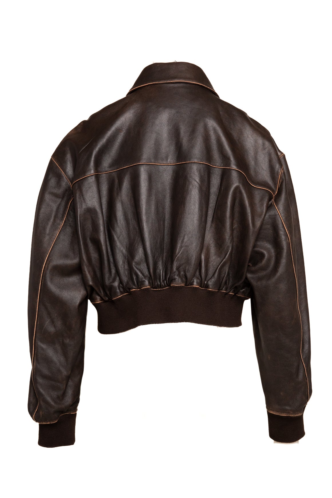 ARMA Brown Distressed Leather Crop Jacket (Sz. 6)