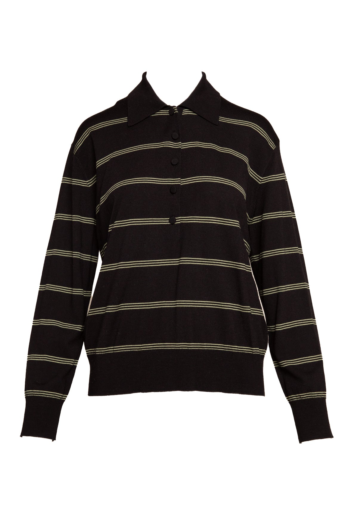 DRIES VAN NOTEN Black Striped Rugby Sweater (Sz. M)