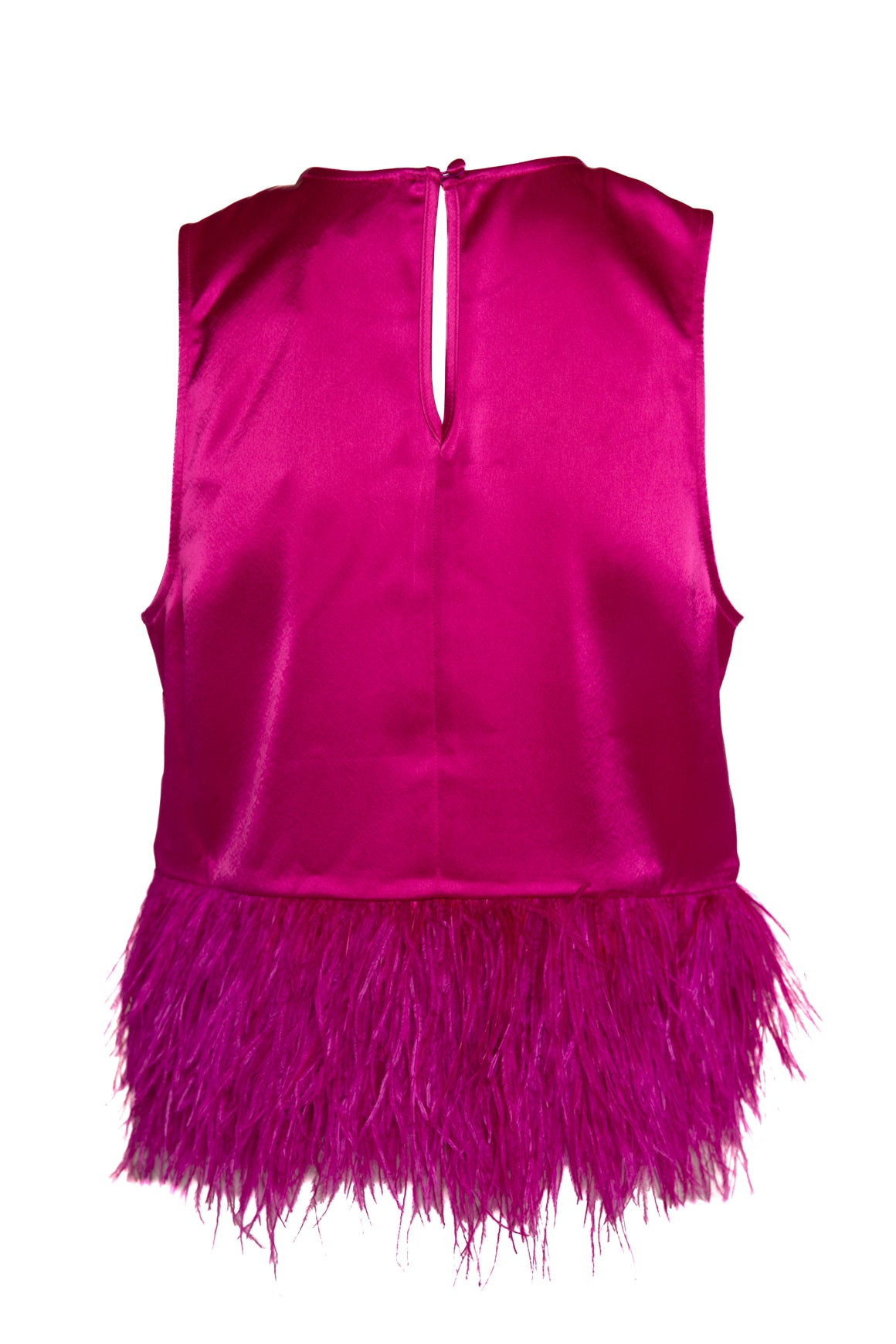 CINQ A SEPT Magenta Feather Trim Tank (Sz. XS)