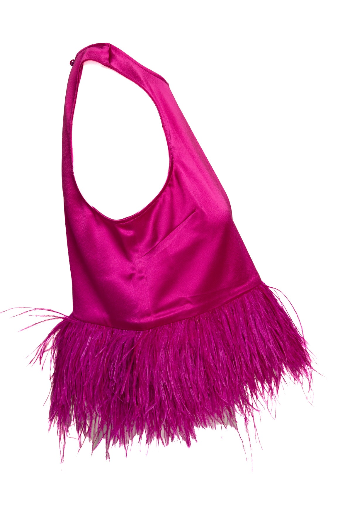CINQ A SEPT Magenta Feather Trim Tank (Sz. XS)