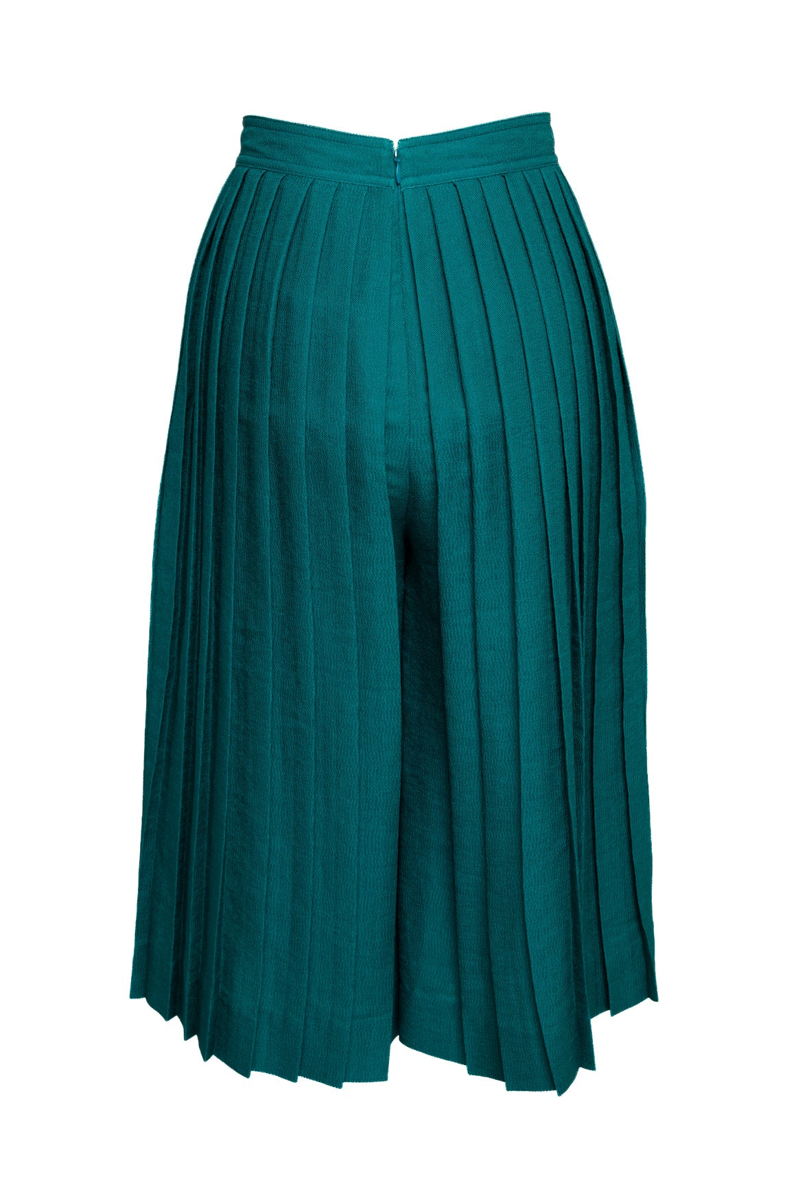 CELINE Teal Pleated Culotte Shorts (Sz. 36/0)