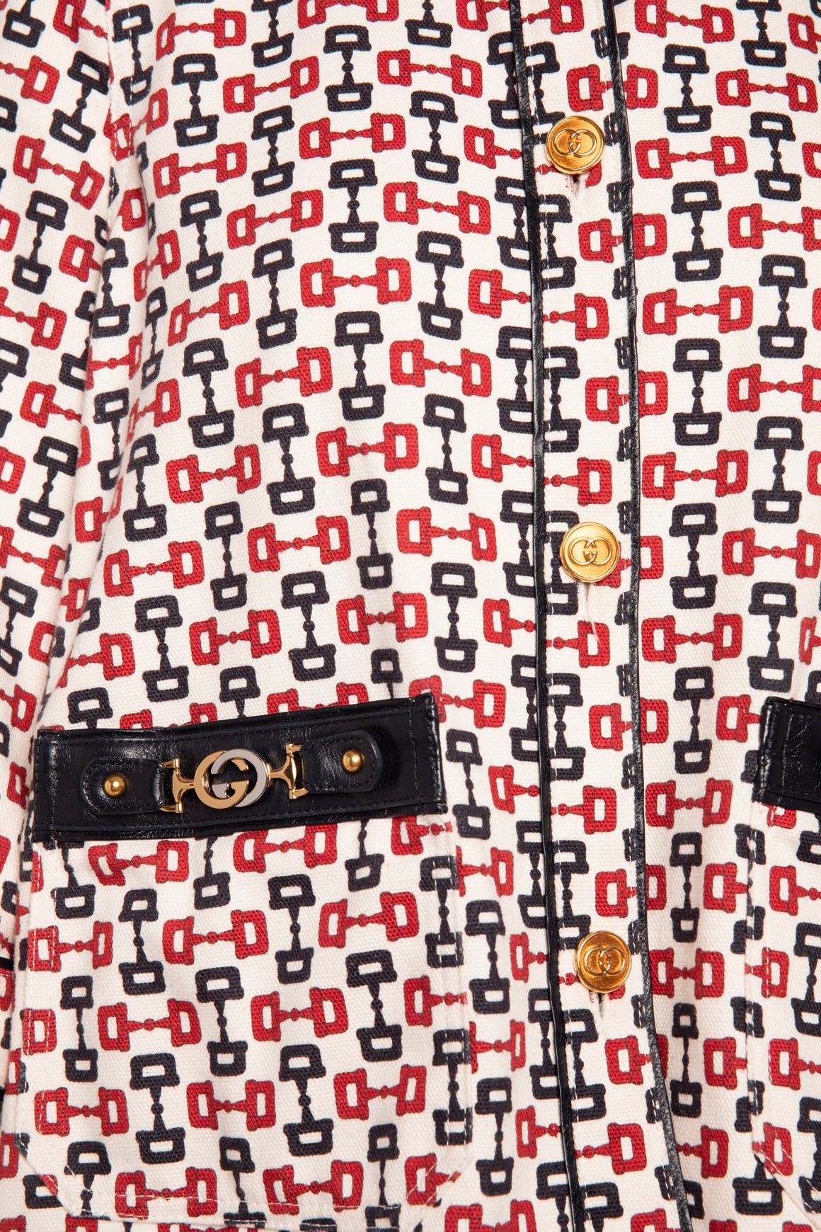 GUCCI Horsebit Print Leather Trim Jacket (Sz.42/6)