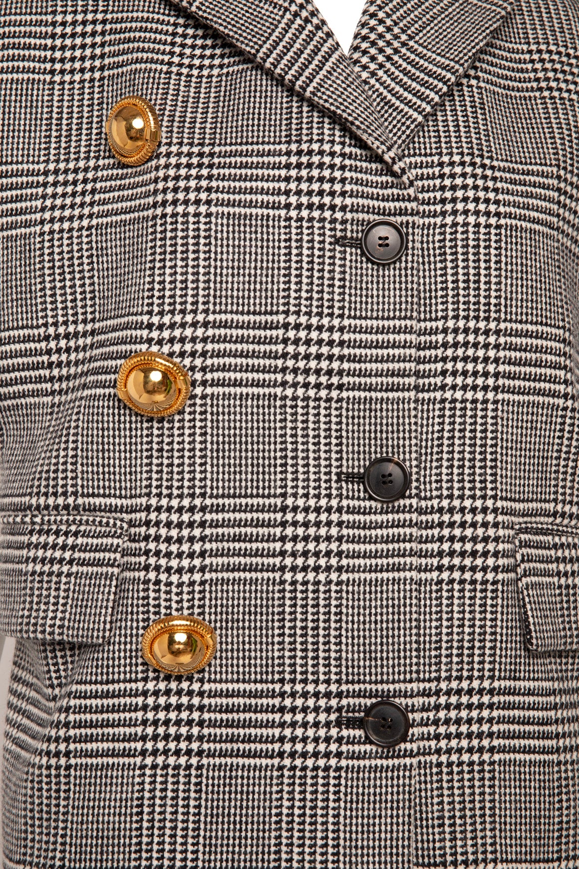 MIU MIU Black & White Houndstooth Gold Button Vest (Sz.S)