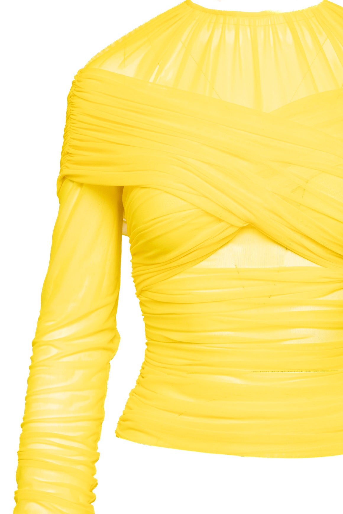DOLCE & GABBANA Yellow Sheer Ruched Long Sleeve Top (Sz. 4)