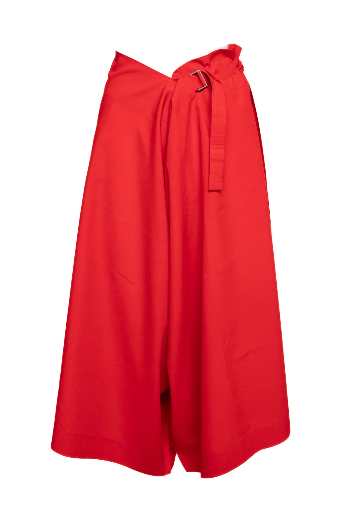 ISSEY MIYAKE 1325 Red Cinch Waist Asymmetric Trousers (Sz. M)