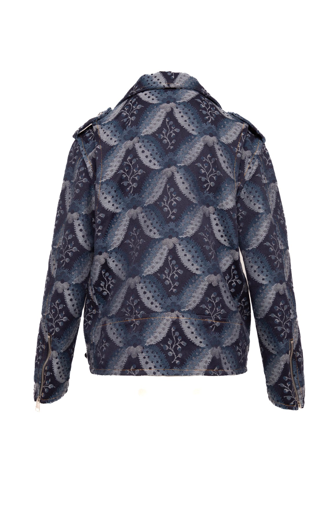 ETRO Indigo Paisley Denim Moto Jacket with Belt (Sz. 6)