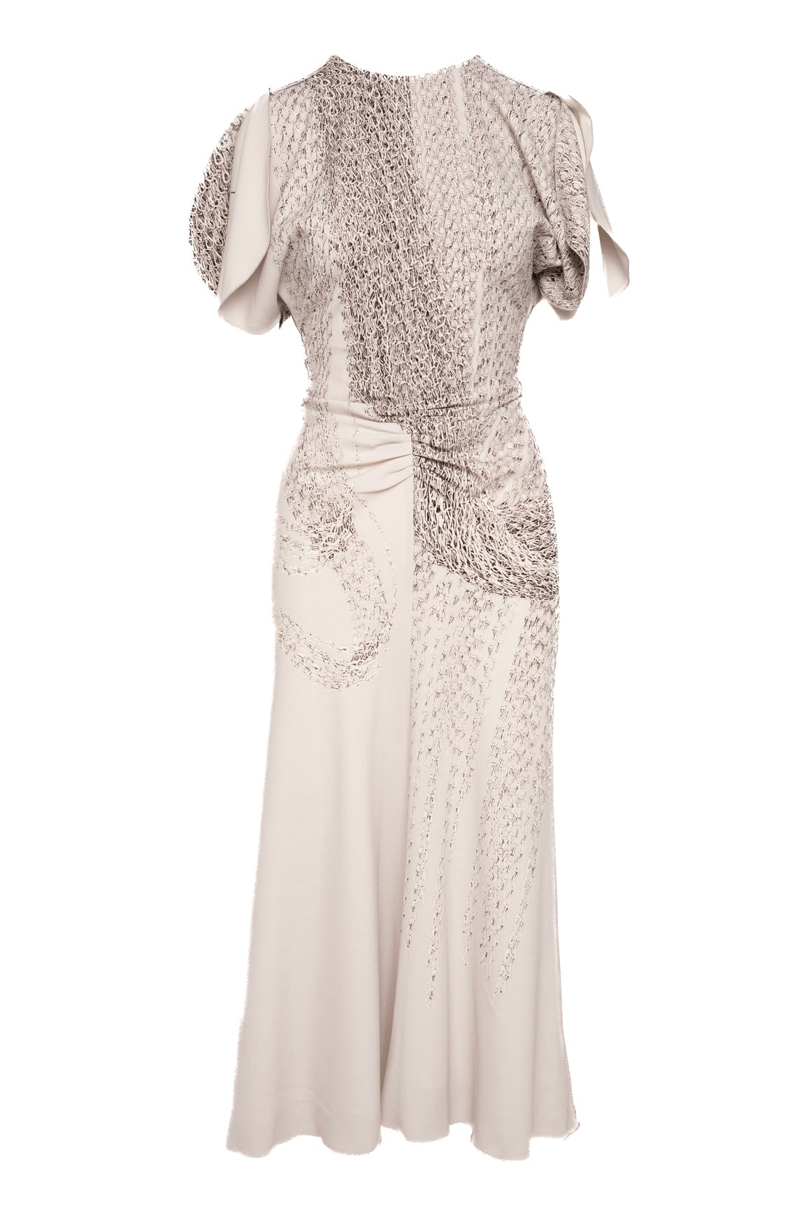 VICTORIA BECKHAM Light Grey Chain Print Bias Cut Dress (Sz. 4)
