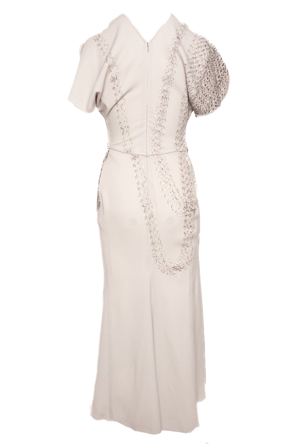 VICTORIA BECKHAM Light Grey Chain Print Bias Cut Dress (Sz. 4)