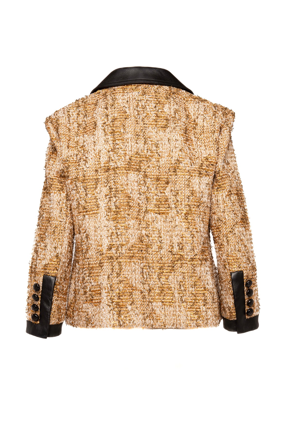 GUCCI Gold Tweed Leather Trim Blazer (Sz. 6)