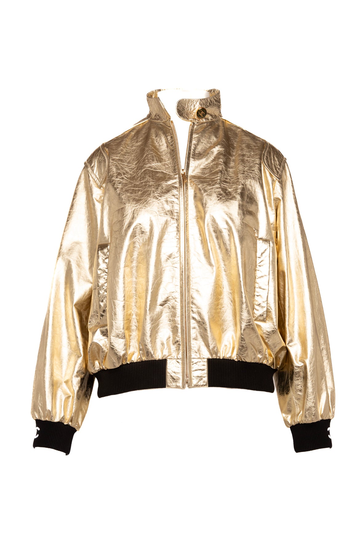 CHANEL Gold Leather Monte Carlo Bomber Jacket (Sz. XS)