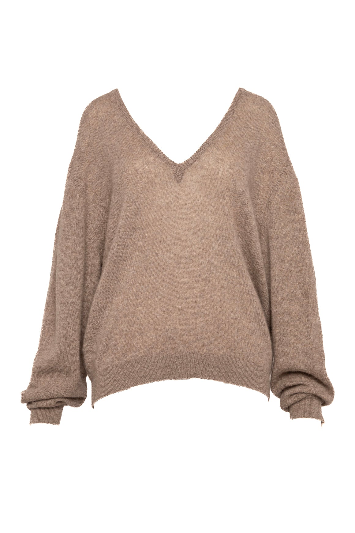 KHAITE Taupe V-neck Cashmere Sweater (Sz. L)