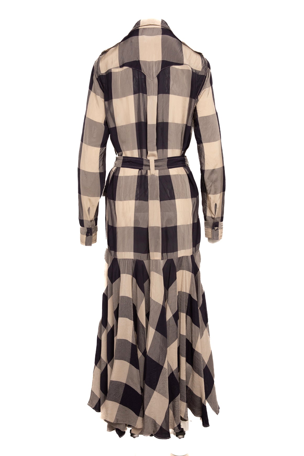 KHAITE Plaid Silk Belted Maxi Dress (Sz. S)