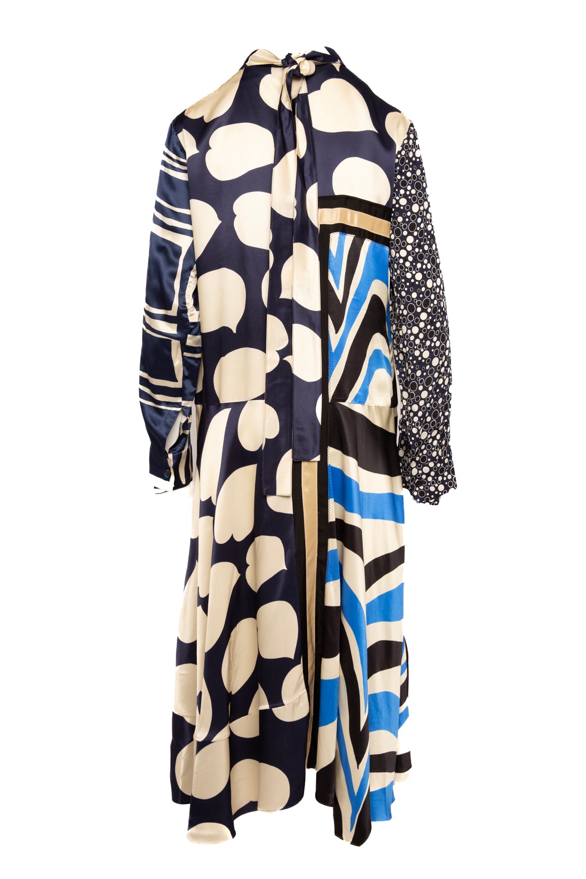MARNI Crm/Blu Printed Silk Long Sleeve Maxi Dress (Sz. 6)