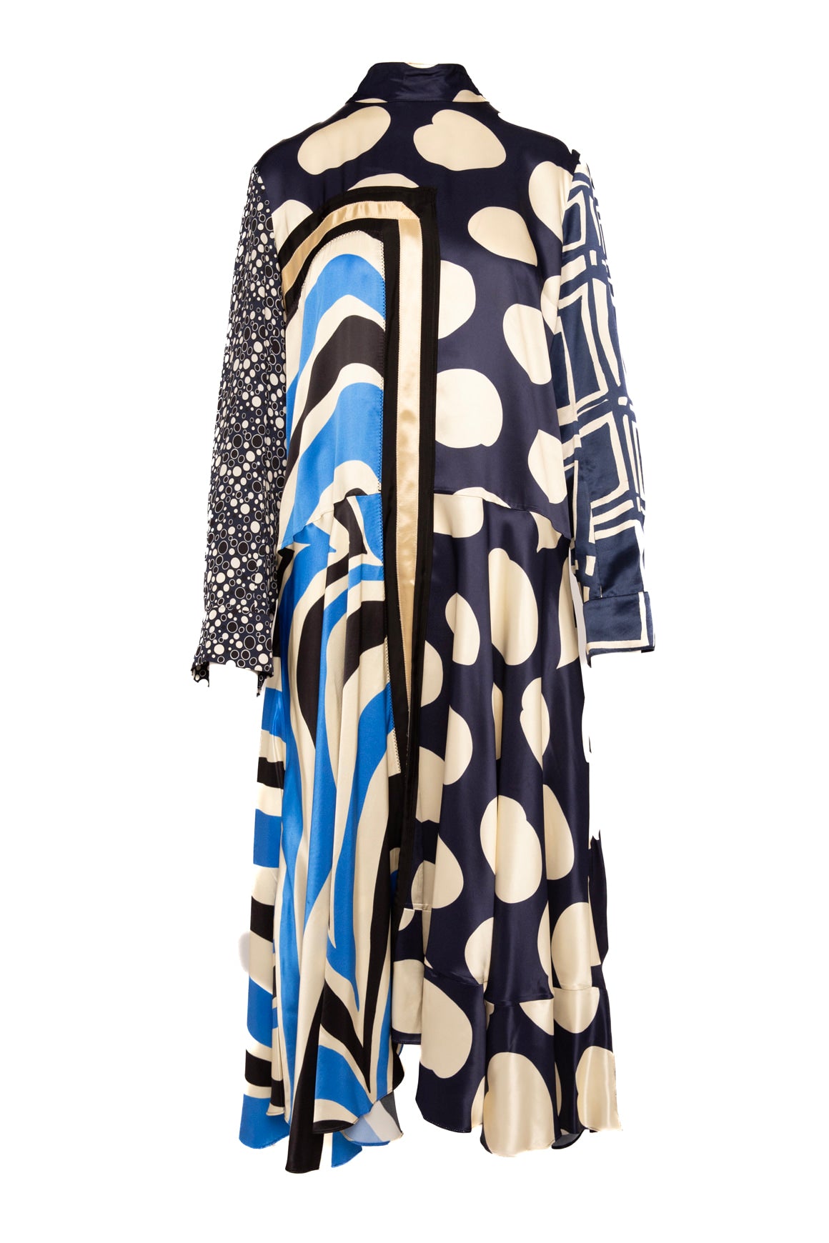 MARNI Crm/Blu Printed Silk Long Sleeve Maxi Dress (Sz. 6)