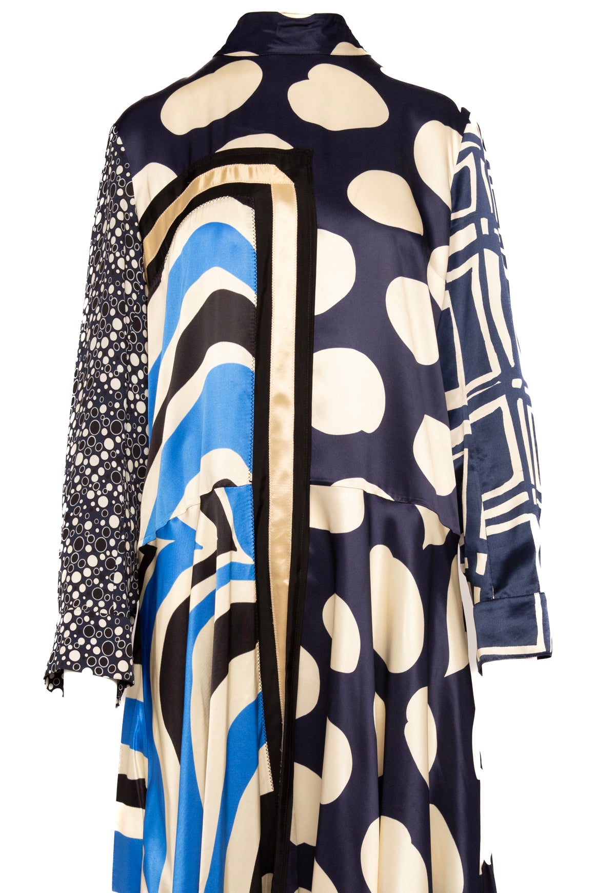 MARNI Crm/Blu Printed Silk Long Sleeve Maxi Dress (Sz. 6)