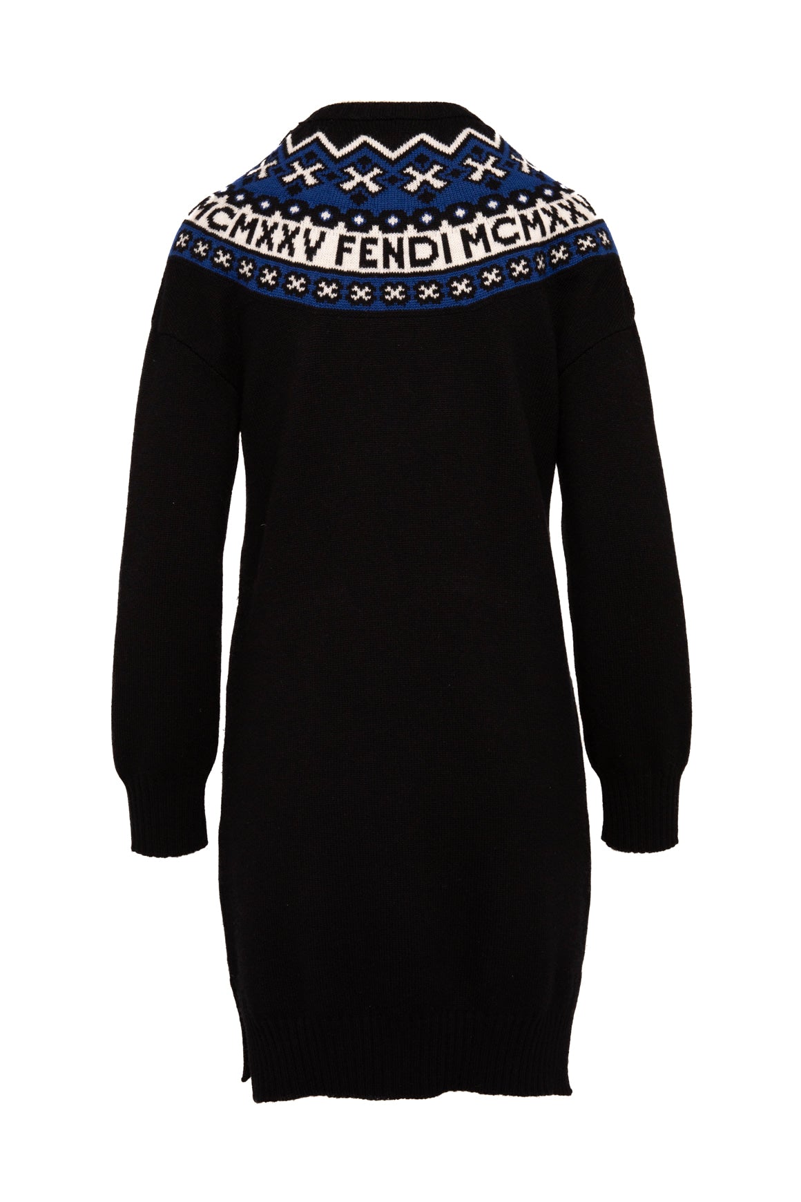 FENDI Black & Blue Long Sleeve Logo Sweater Mini Dress (Sz. XS)