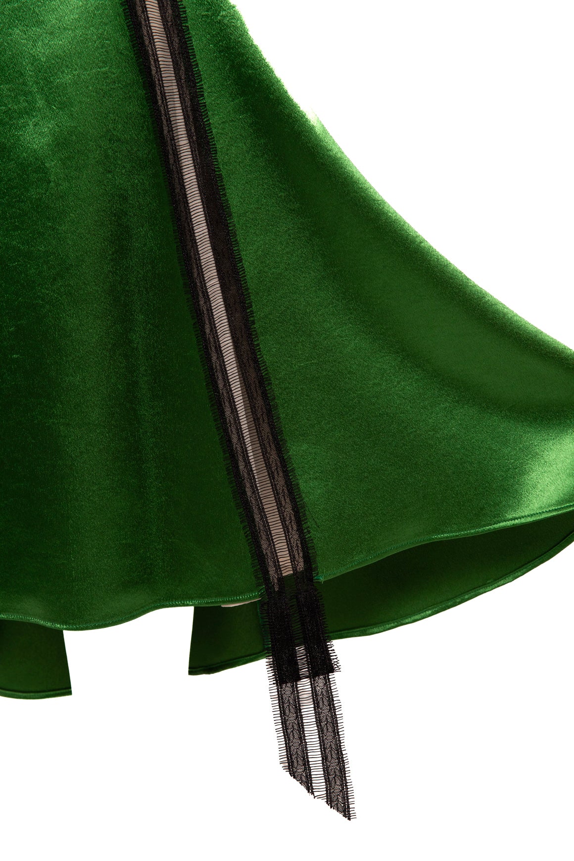 ROCHAS Green Satin and Lace Skirt (Sz. S)