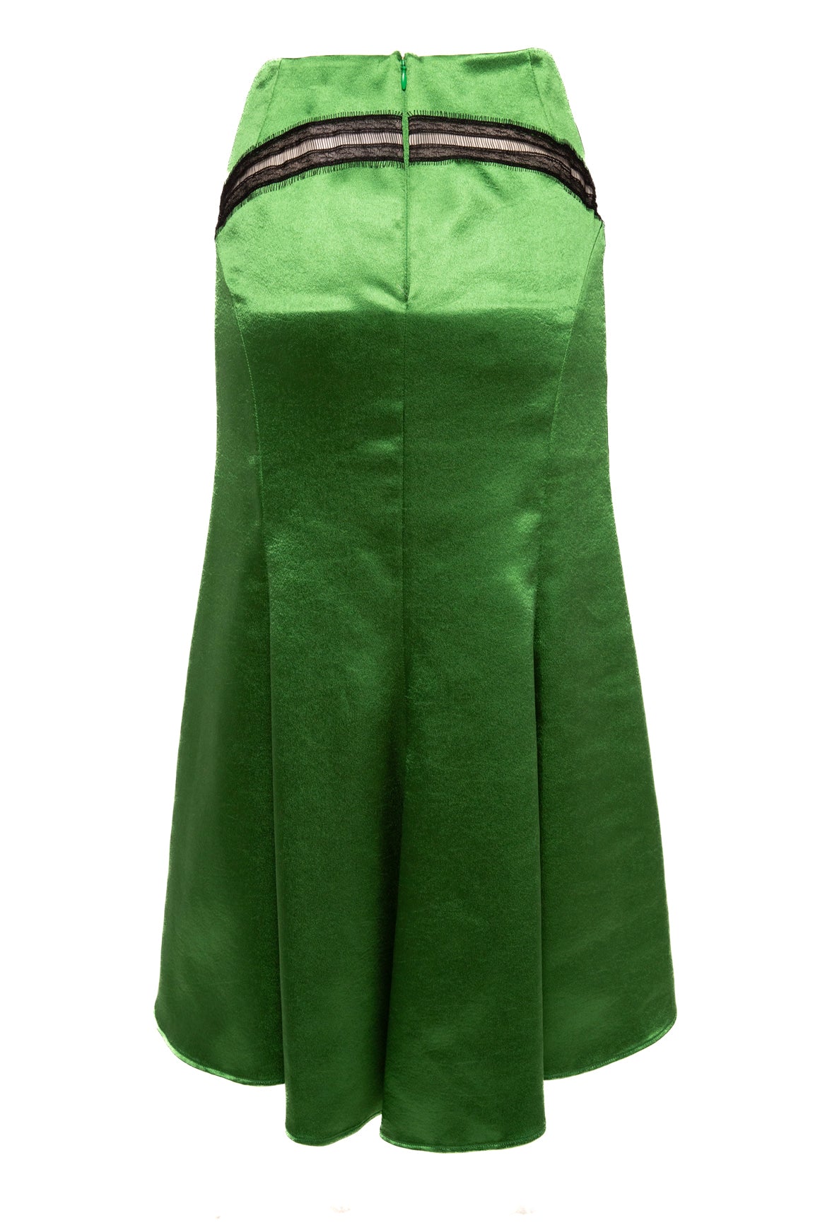 ROCHAS Green Satin and Lace Skirt (Sz. S)