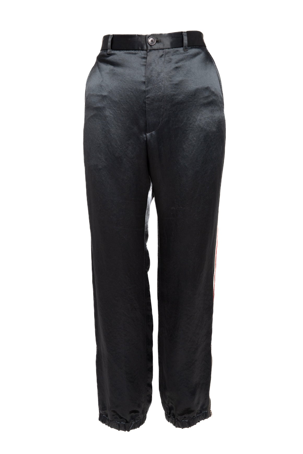 GUCCI Navy Satin Striped Joggers (Sz. 10)