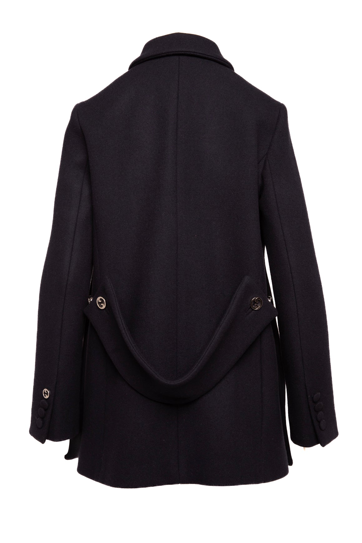 GUCCI Navy Wool Double Breasted Longline Coat (Sz. 4)