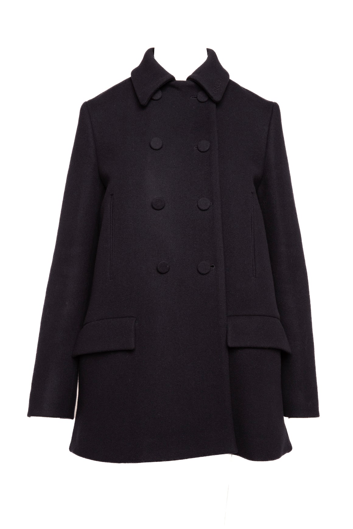 GUCCI Navy Wool Double Breasted Longline Coat (Sz. 4)