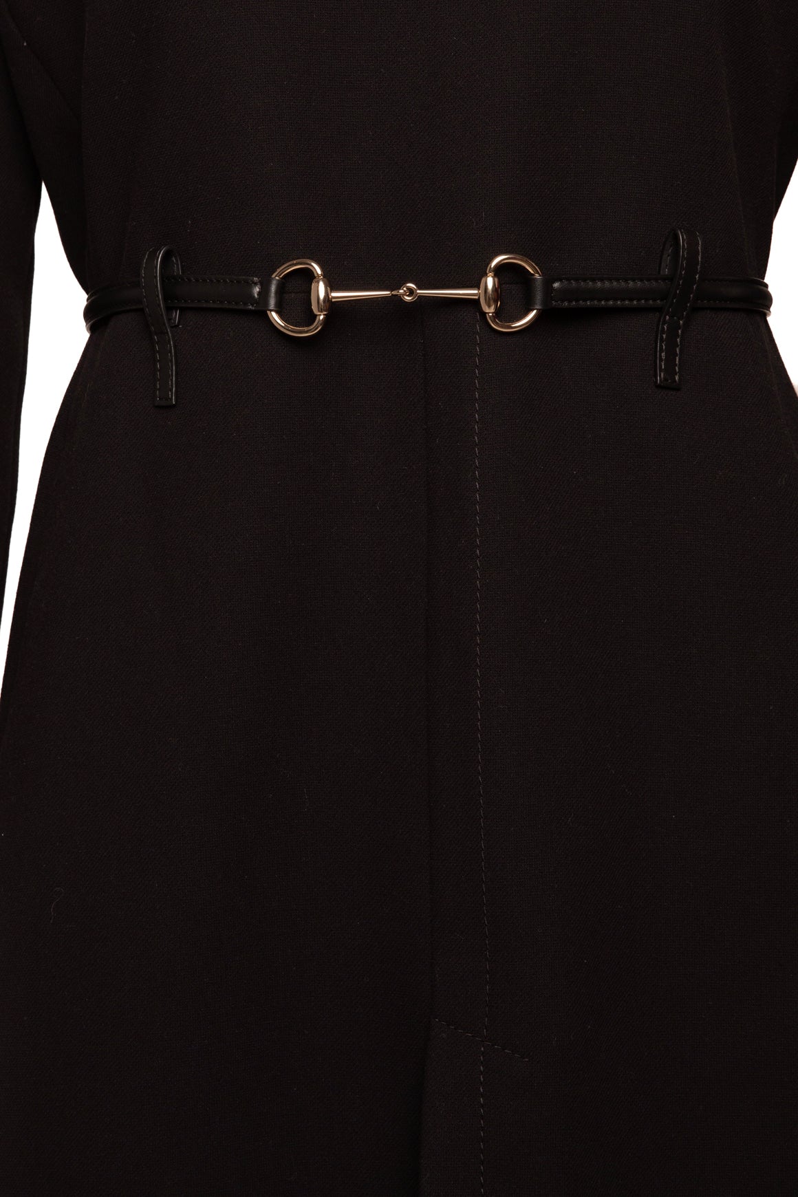 GUCCI Black Wool Horse-Bit Belted Maxi Dress (Sz.44/8)